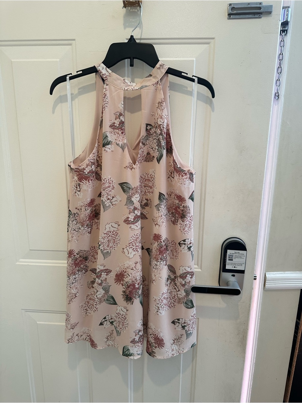 Floral Halter Neck Tank Top in Blush Pink